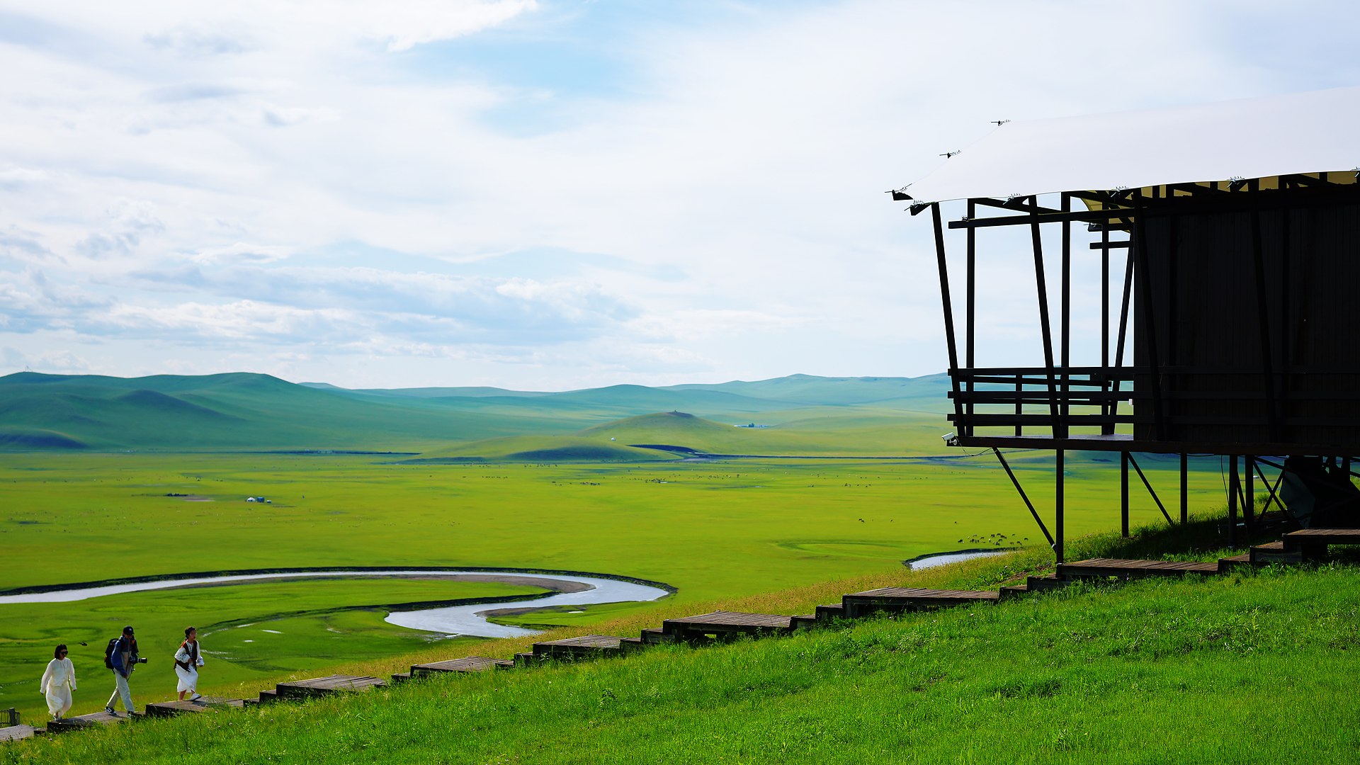 夏季呼伦贝尔莫日格勒河草原全景